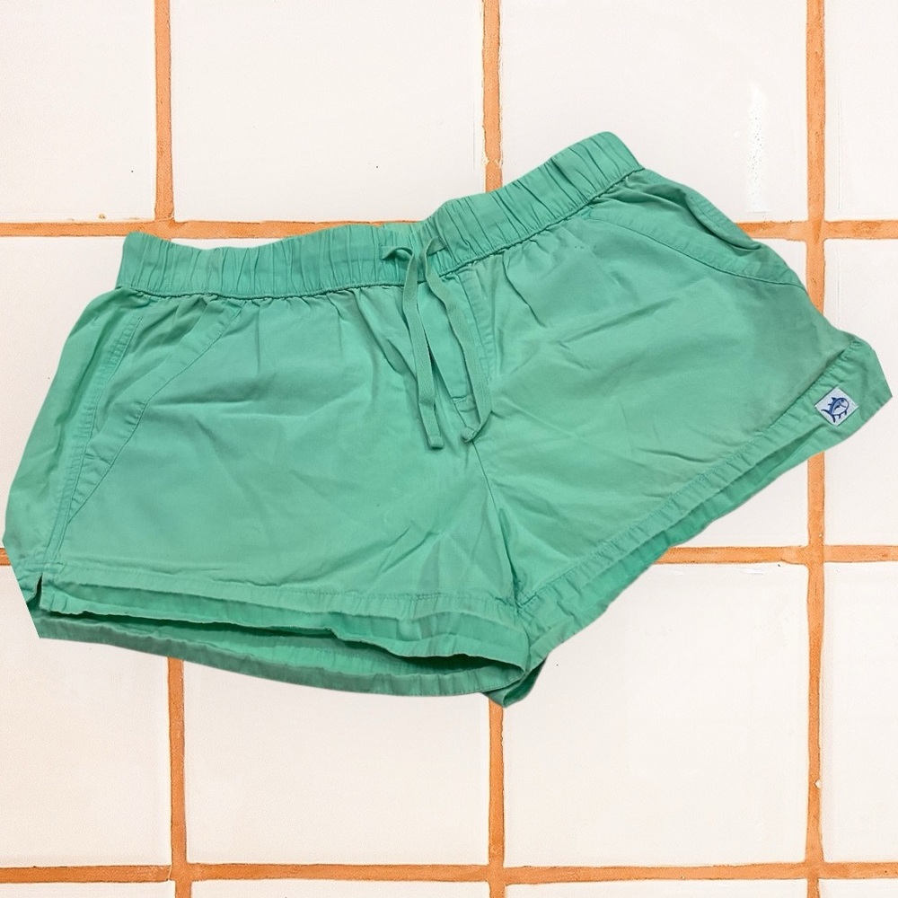 Southern Tide Cotton Shorts, Mint Green, elastic waist with drawstring, Sz Small